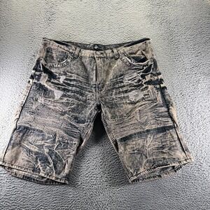 Road Narrows Shorts Men's 44 Brown Cotton Bermuda Moto Biker Faded Distressed